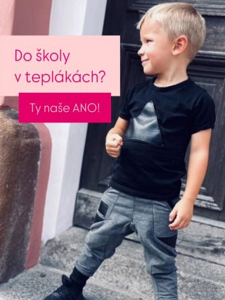 V našich Baggy Bricks můžou děti i do školy! Souhlasíte? 😎 #jm #itsme #jakomama #jakomamacz #jm #teplaky #teplakyveskole